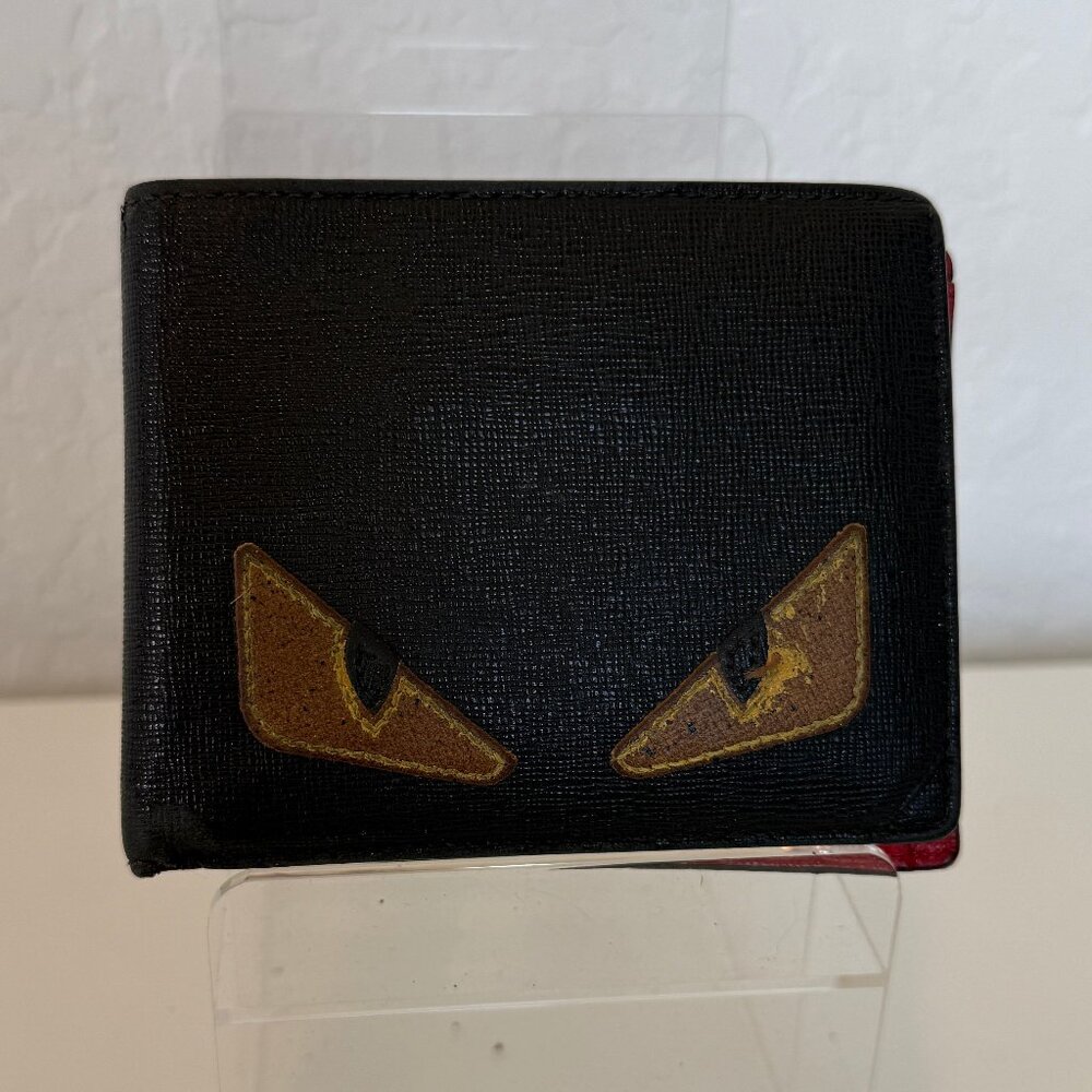 SALE PRICE !!!! Fendi Black Monster Wallet with Brown Accents